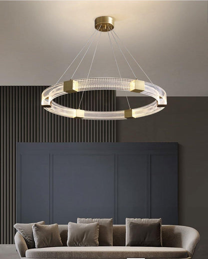Modern Parallel Ring LED Chandelier with Dimmable Lighting & Energy Ef