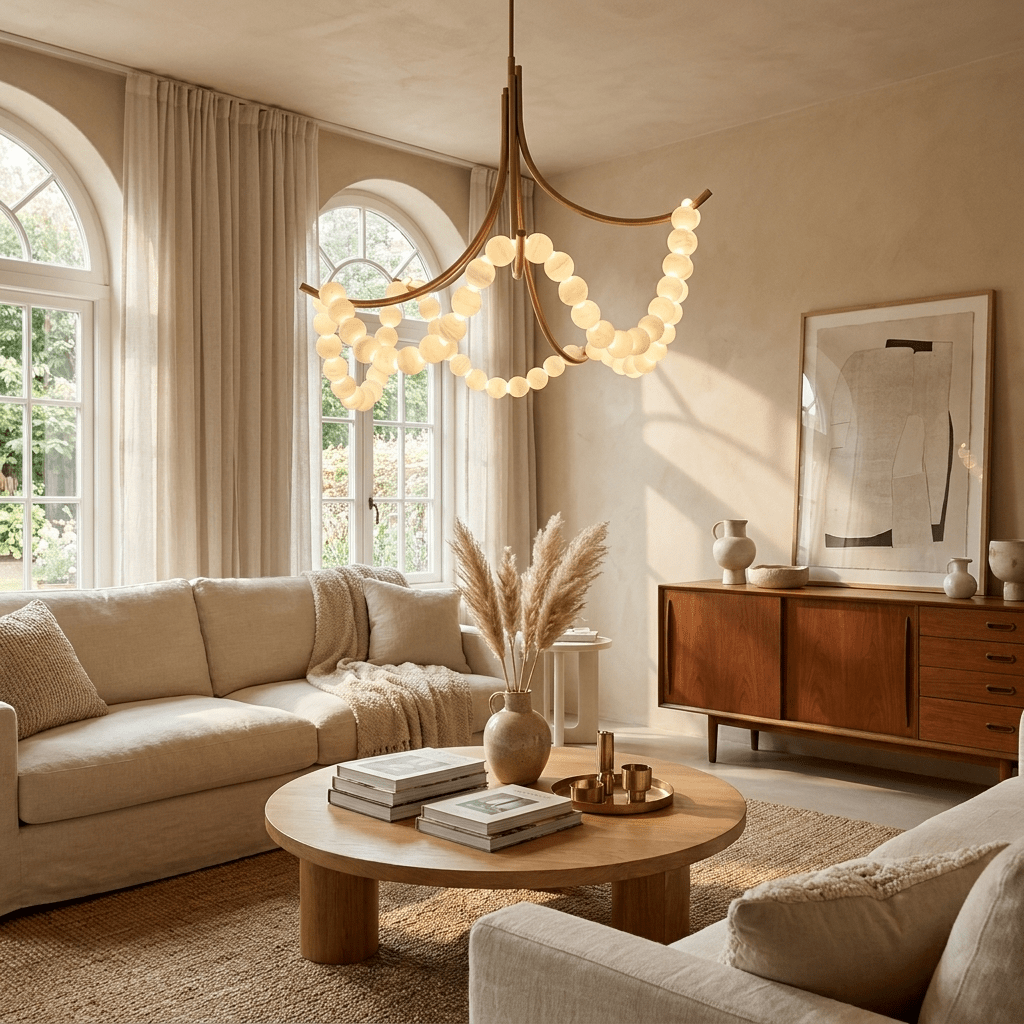 Parel Alabaster Chandelier - Elegant Design with Adjustable Height & L