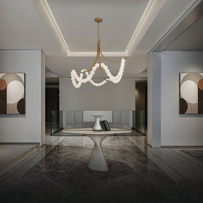 Parel Alabaster Chandelier - Elegant Design with Adjustable Height & L