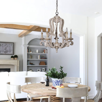 Parrotuncle Wooden Candle Chandelier - Rustic Design & Adjustable Heig