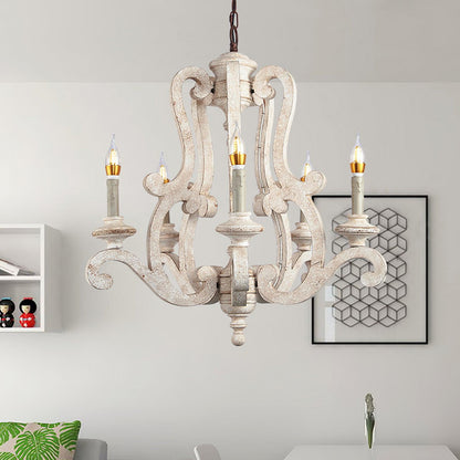 Parrotuncle Wooden Candle Chandelier - Rustic Design & Adjustable Heig