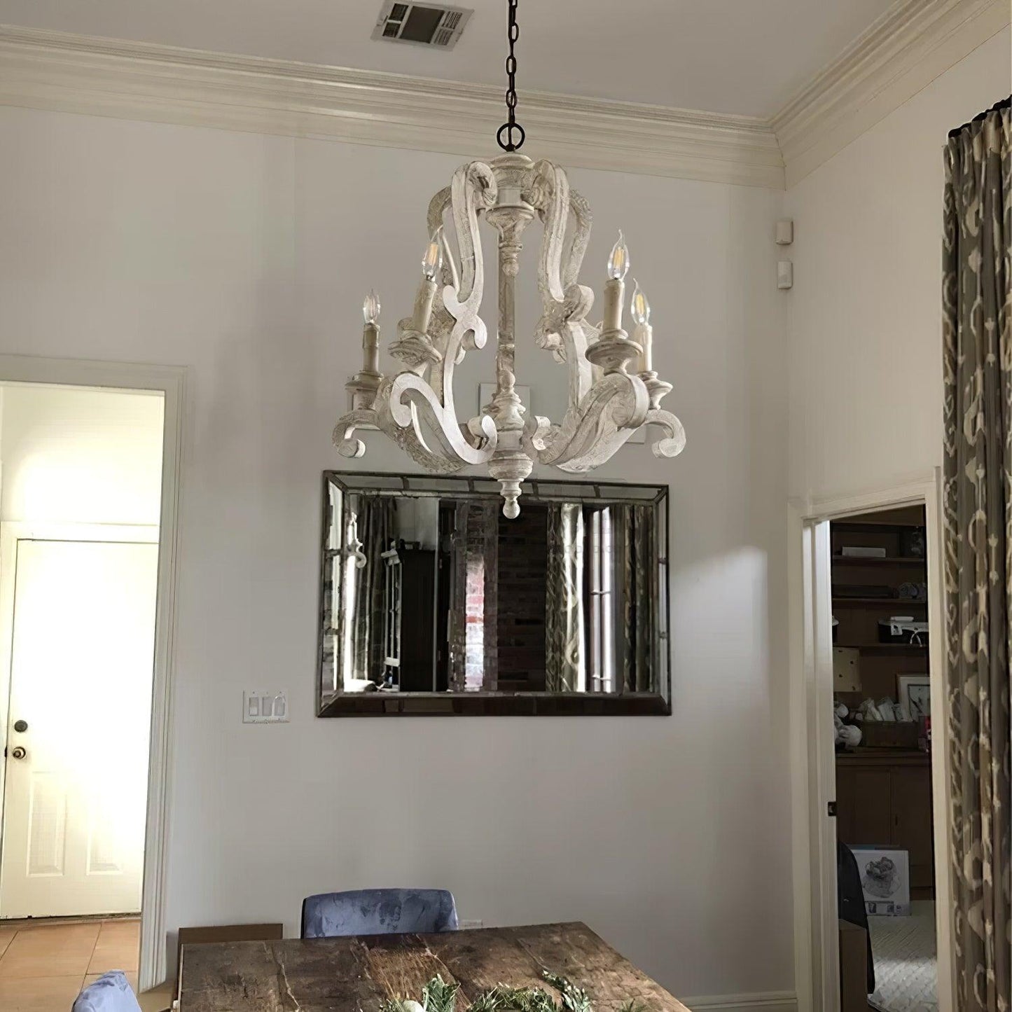 Parrotuncle Wooden Candle Chandelier - Rustic Design & Adjustable Heig