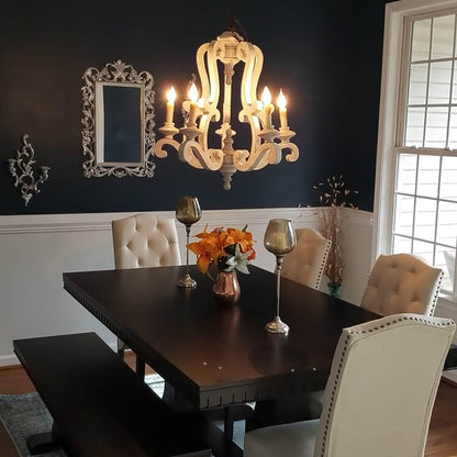 Parrotuncle Wooden Candle Chandelier - Rustic Design & Adjustable Heig