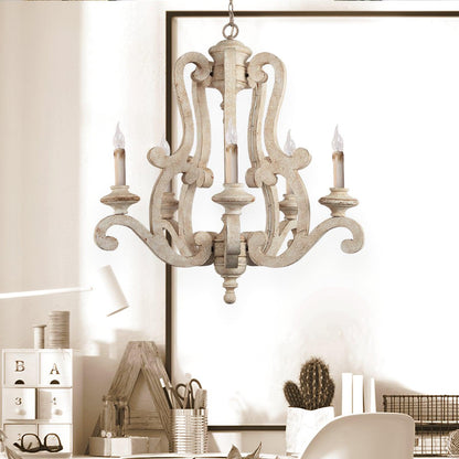 Parrotuncle Wooden Candle Chandelier - Rustic Design & Adjustable Heig