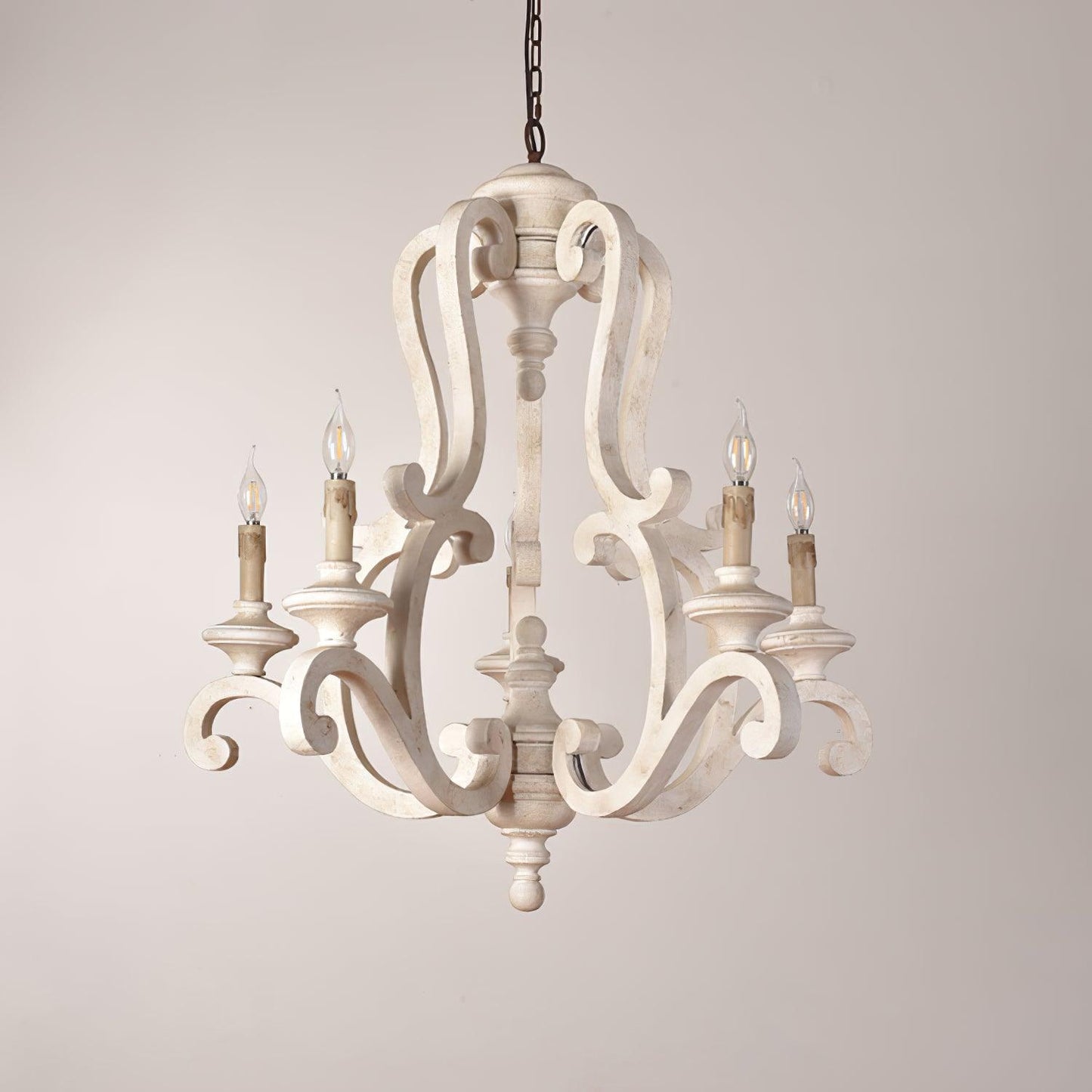 Parrotuncle Wooden Candle Chandelier - Rustic Design & Adjustable Heig