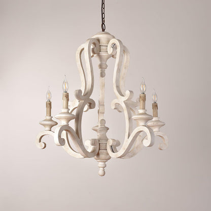 Parrotuncle Wooden Candle Chandelier - Rustic Design & Adjustable Heig