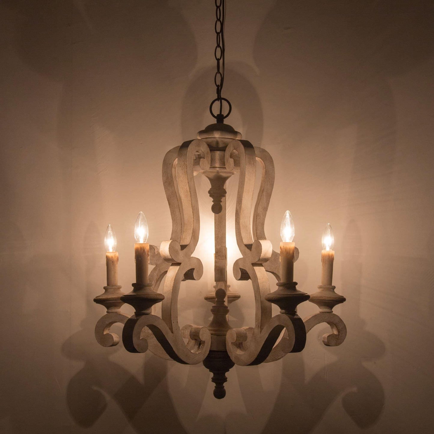 Parrotuncle Wooden Candle Chandelier - Rustic Design & Adjustable Heig