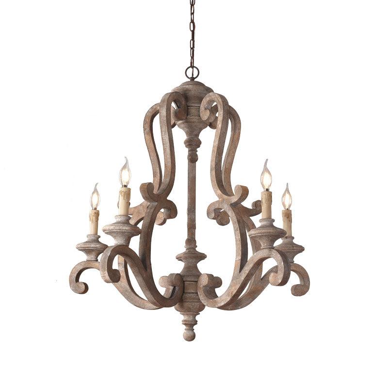 Parrotuncle Wooden Candle Chandelier - Rustic Design & Adjustable Heig