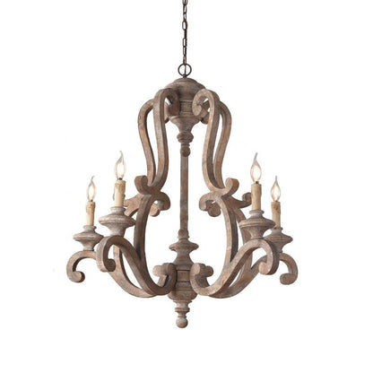 Parrotuncle Wooden Candle Chandelier - Rustic Design & Adjustable Heig