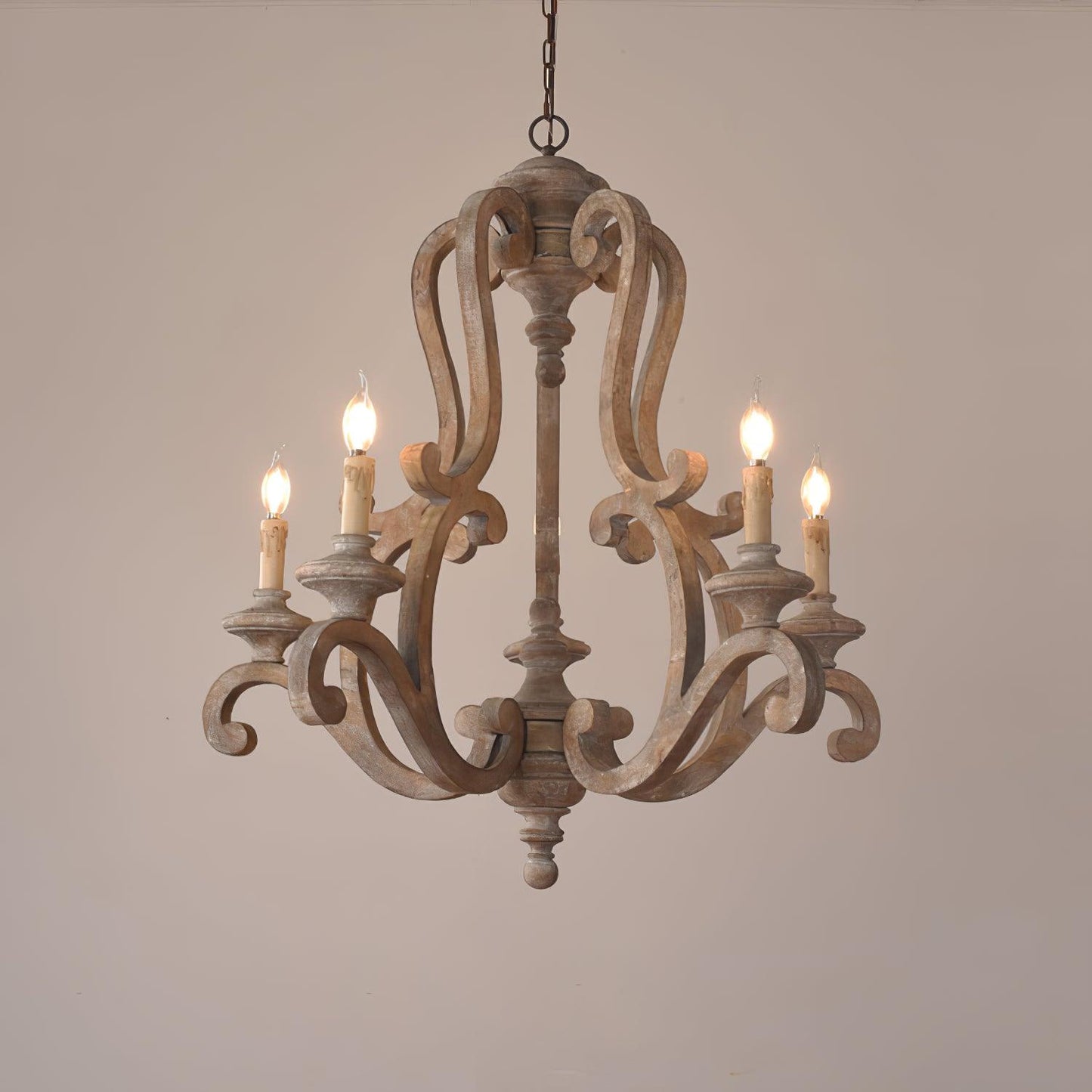 Parrotuncle Wooden Candle Chandelier - Rustic Design & Adjustable Heig