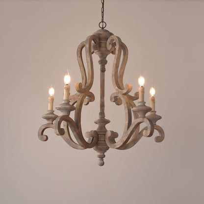 Parrotuncle Wooden Candle Chandelier - Rustic Design & Adjustable Heig