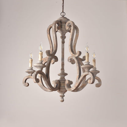 Parrotuncle Wooden Candle Chandelier - Rustic Design & Adjustable Heig