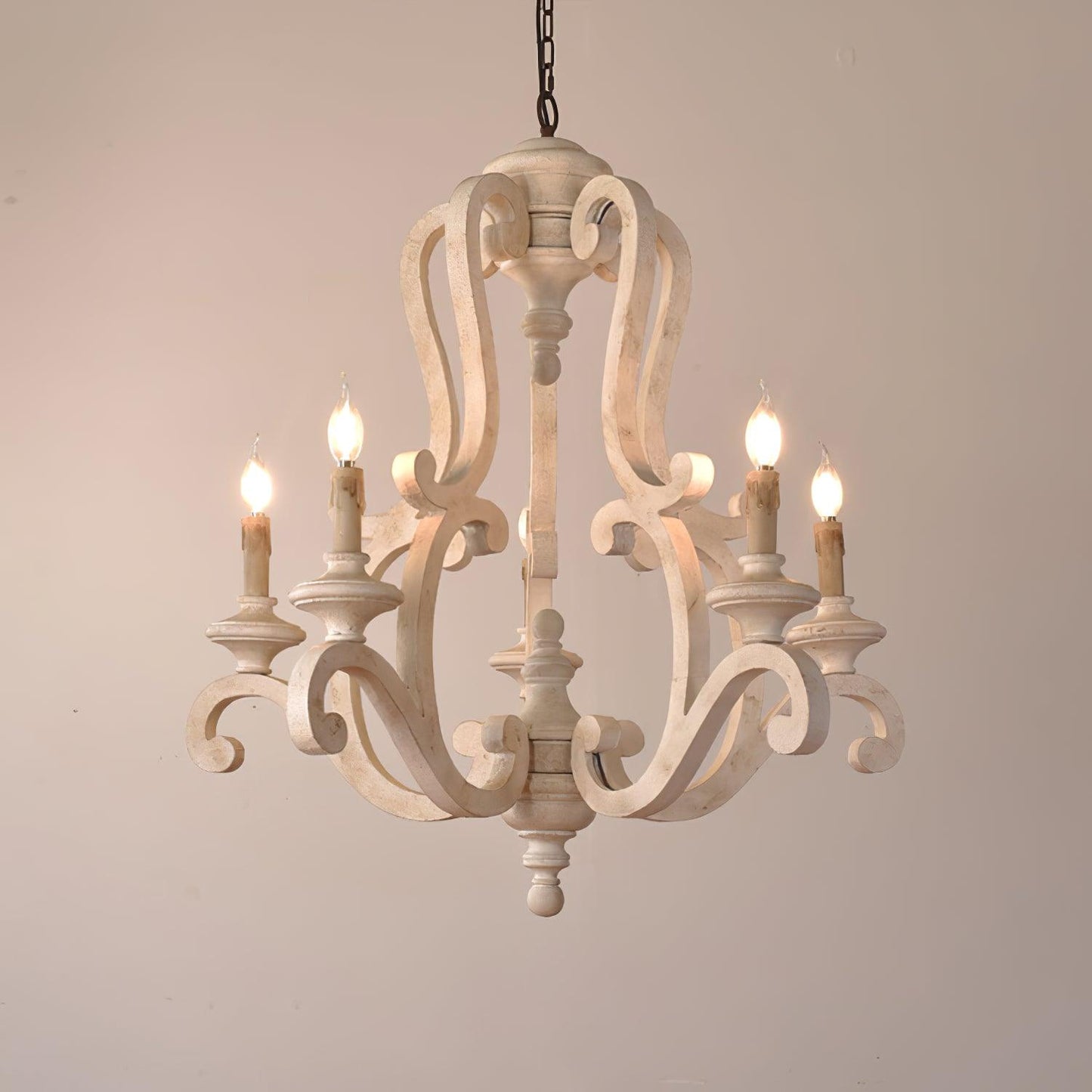 Parrotuncle Wooden Candle Chandelier - Rustic Design & Adjustable Heig