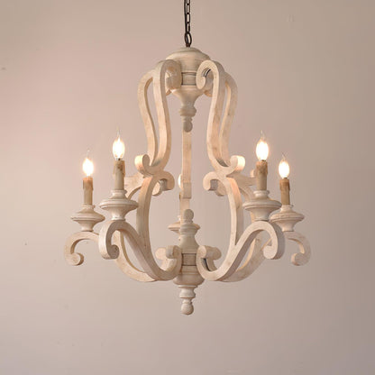 Parrotuncle Wooden Candle Chandelier - Rustic Design & Adjustable Heig