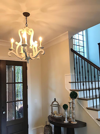 Parrotuncle Wooden Candle Chandelier - Rustic Design & Adjustable Heig