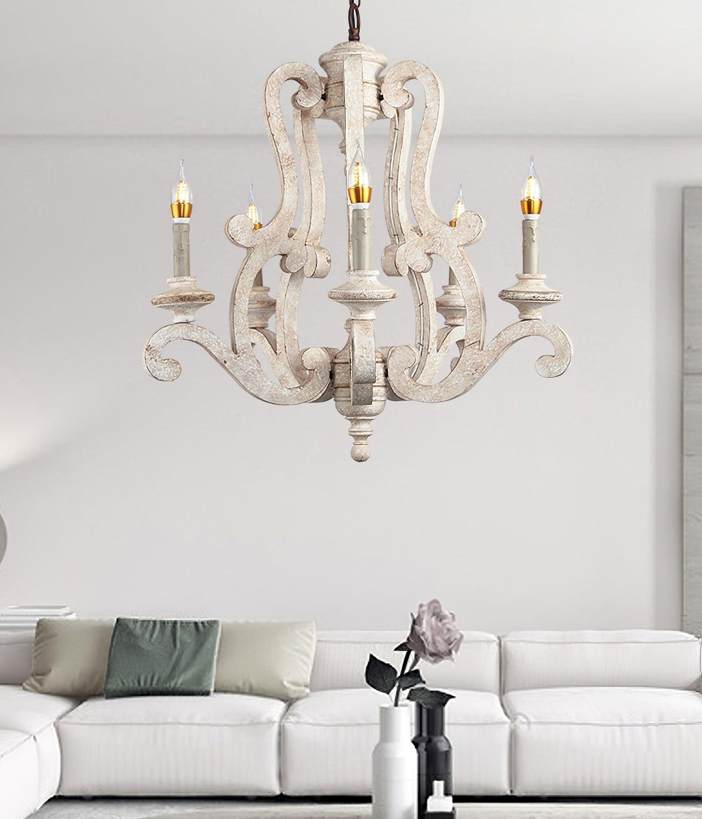 Parrotuncle Wooden Candle Chandelier - Rustic Design & Adjustable Heig