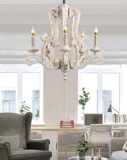 Parrotuncle Wooden Candle Chandelier - Rustic Design & Adjustable Heig