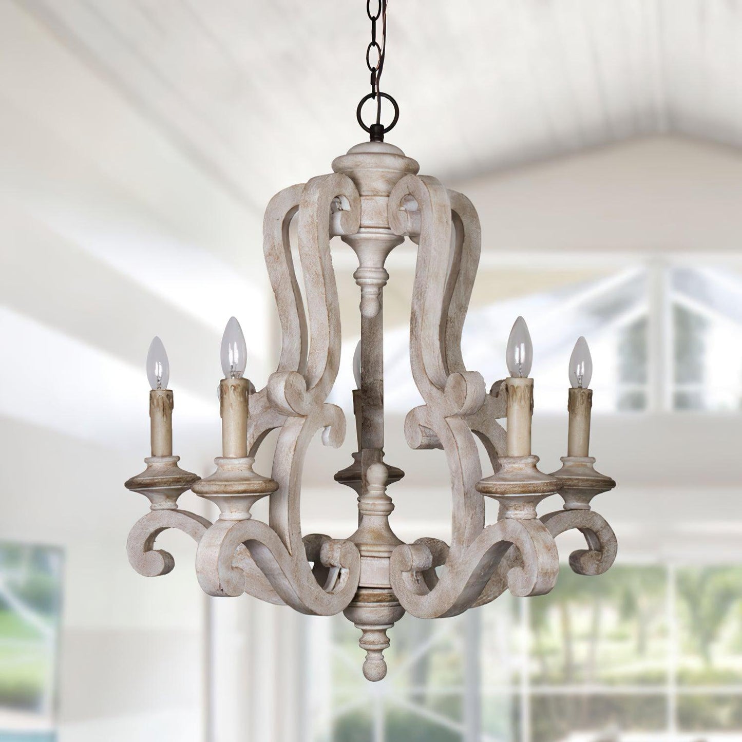 Parrotuncle Wooden Candle Chandelier - Rustic Design & Adjustable Heig