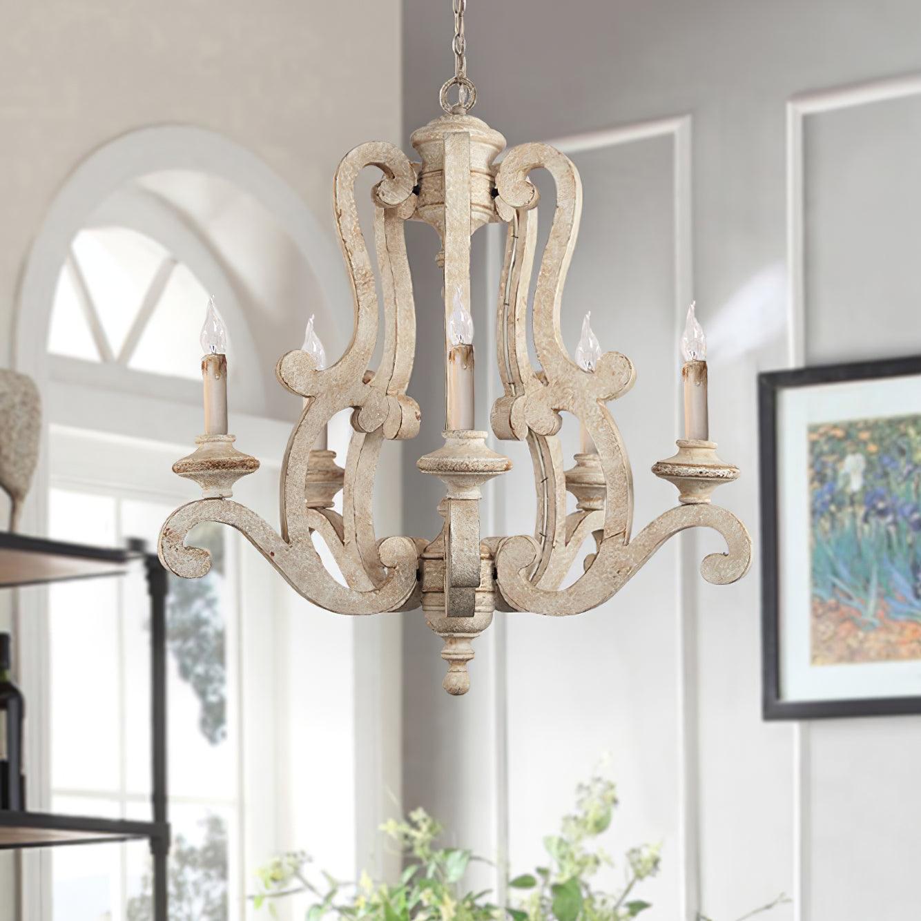 Parrotuncle Wooden Candle Chandelier - Rustic Design & Adjustable Heig