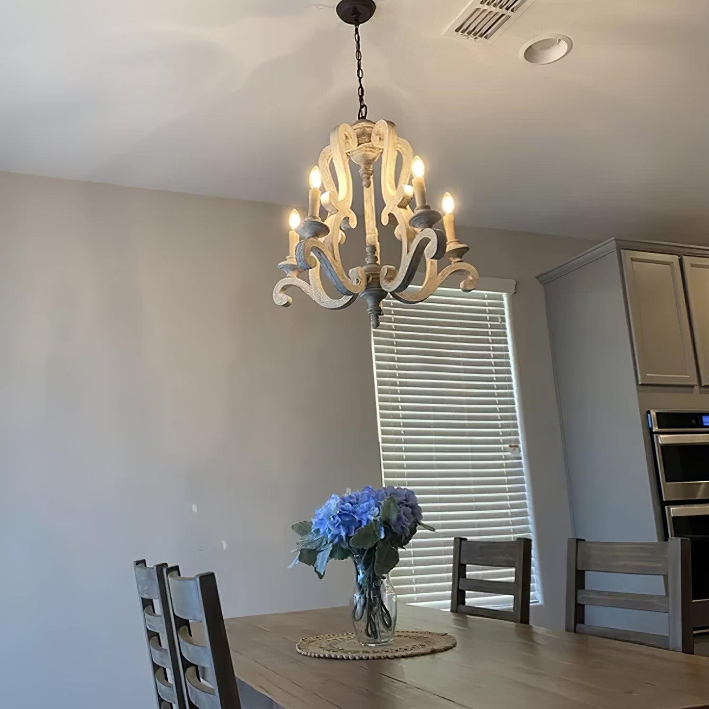 Parrotuncle Wooden Candle Chandelier - Rustic Design & Adjustable Heig
