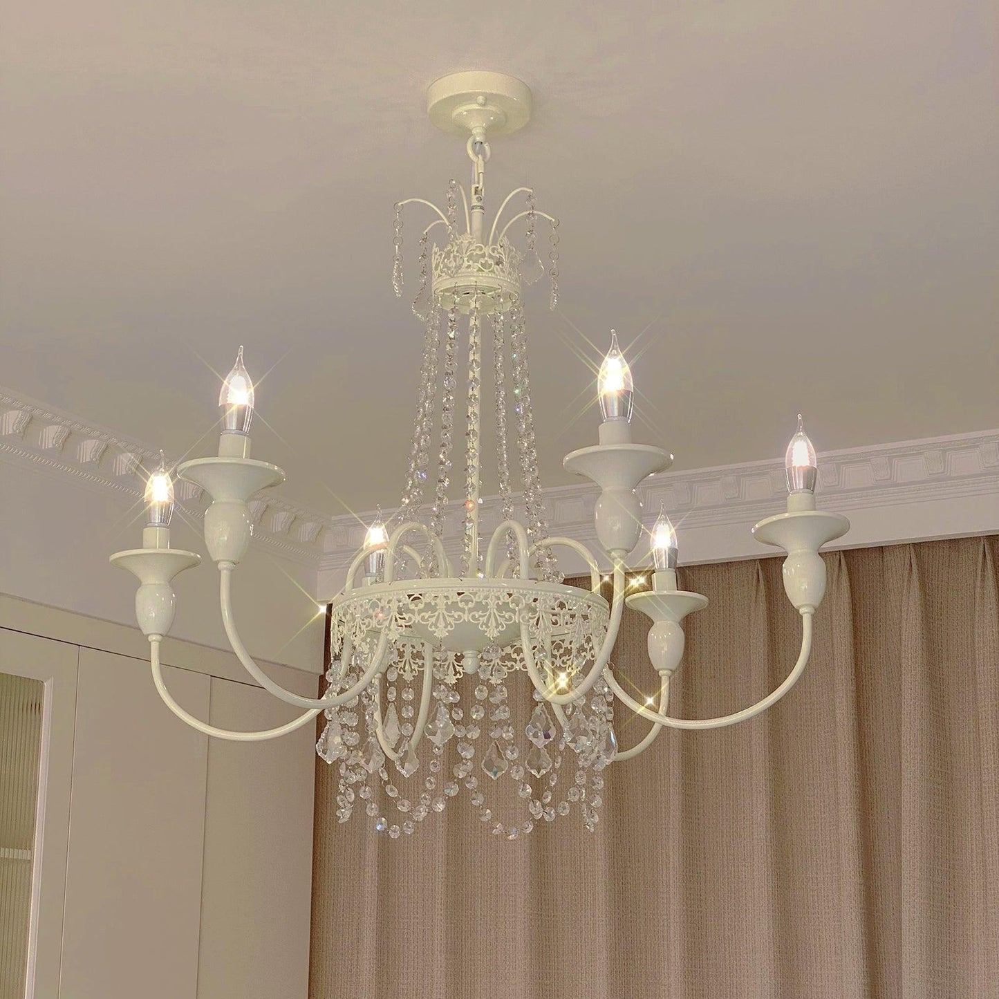 Elegant Pavia Chandelier - 5 Light Design with Adjustable Height & Cry