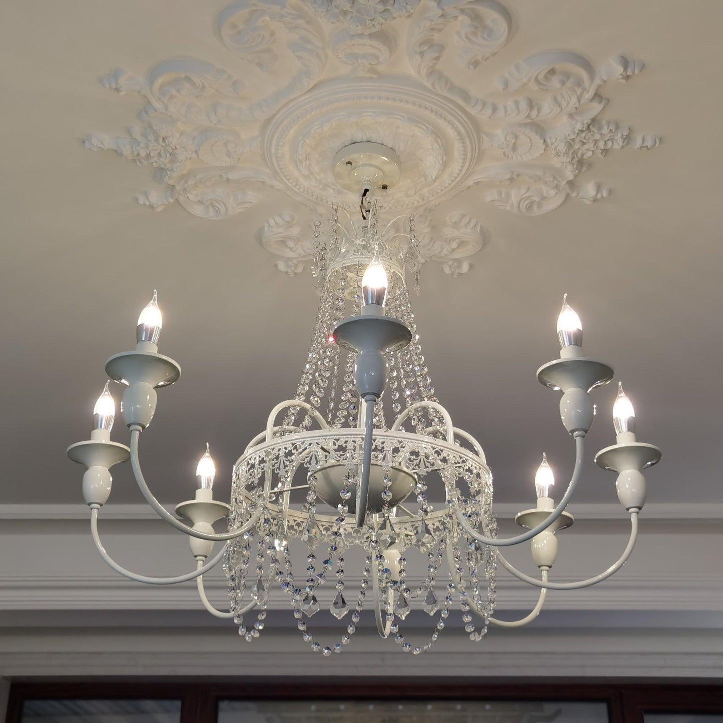 Elegant Pavia Chandelier - 5 Light Design with Adjustable Height & Cry