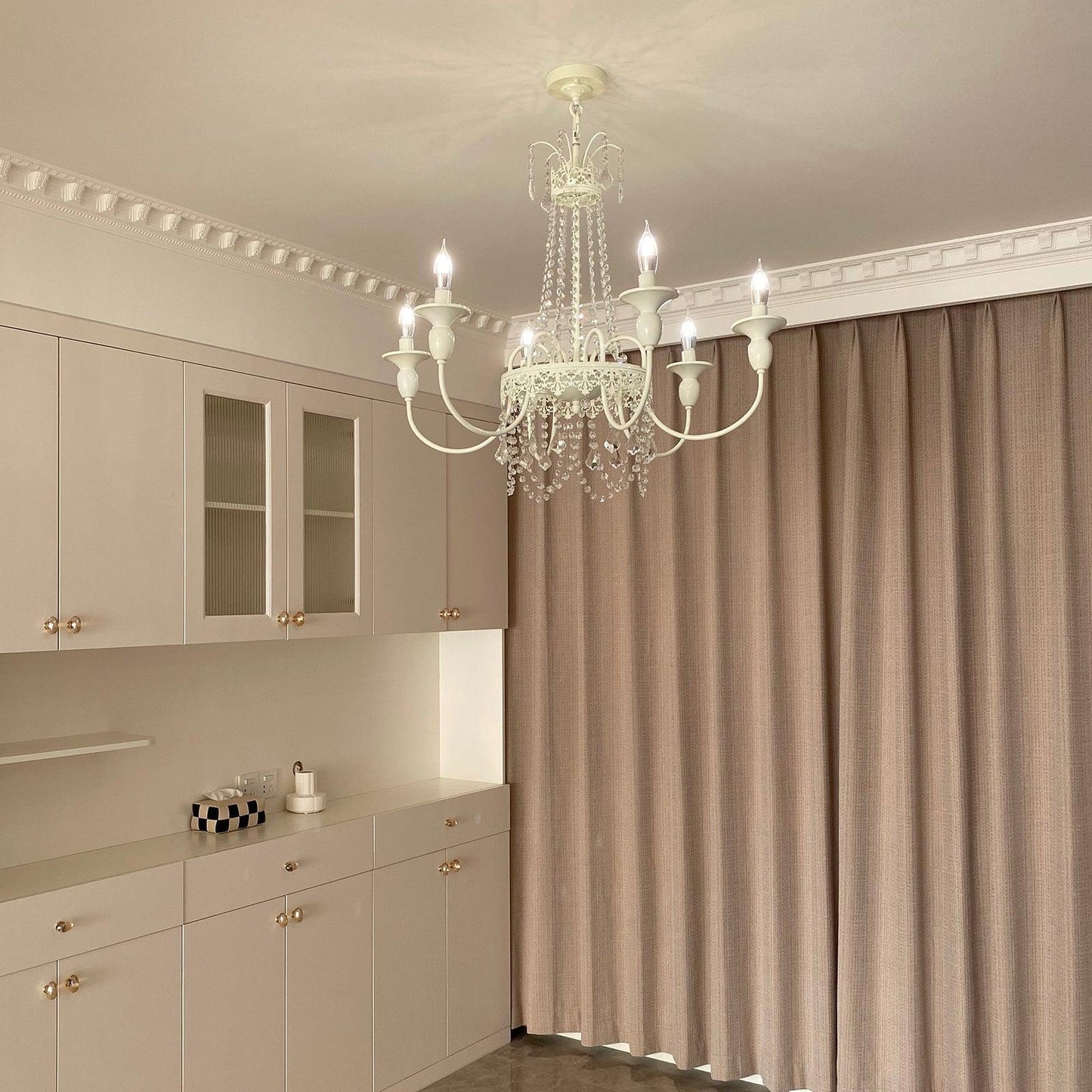 Elegant Pavia Chandelier - 5 Light Design with Adjustable Height & Cry