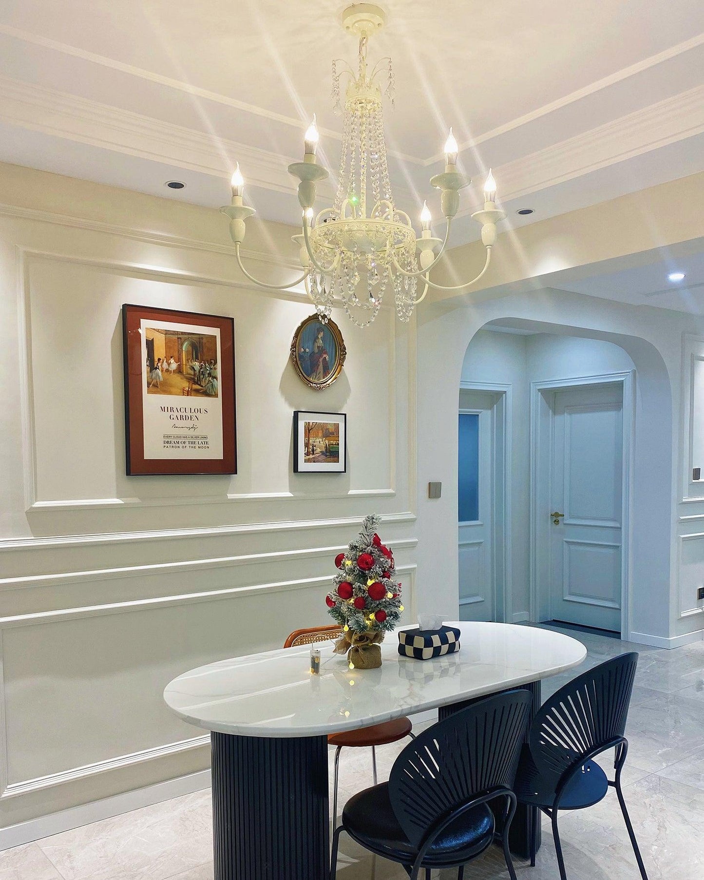 Elegant Pavia Chandelier - 5 Light Design with Adjustable Height & Cry