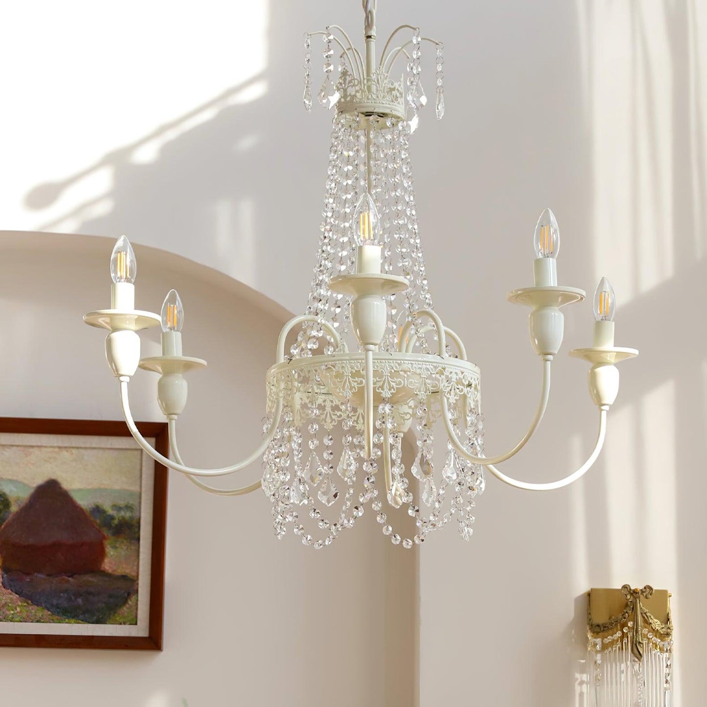 Elegant Pavia Chandelier - 5 Light Design with Adjustable Height & Cry