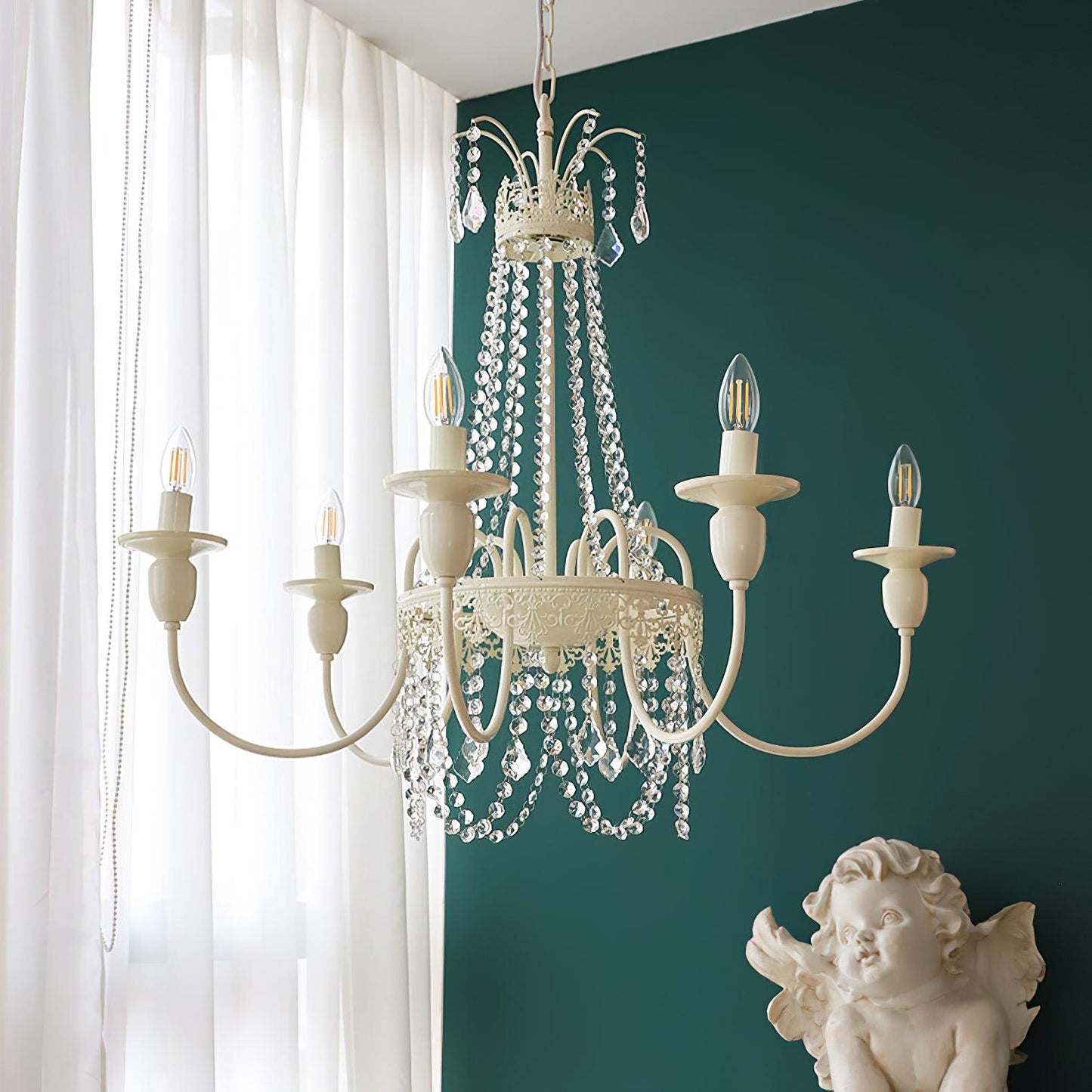 Elegant Pavia Chandelier - 5 Light Design with Adjustable Height & Cry