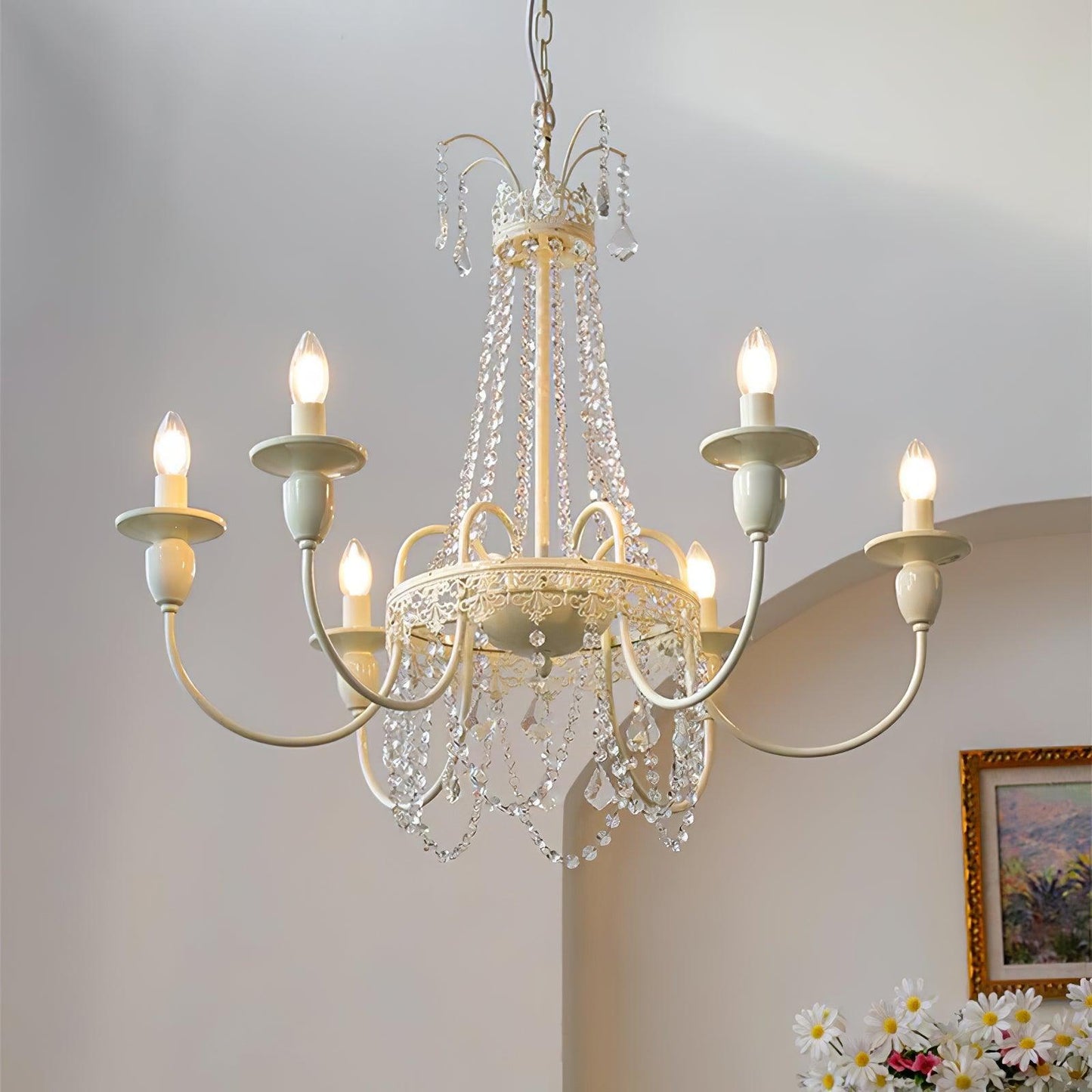 Elegant Pavia Chandelier - 5 Light Design with Adjustable Height & Cry