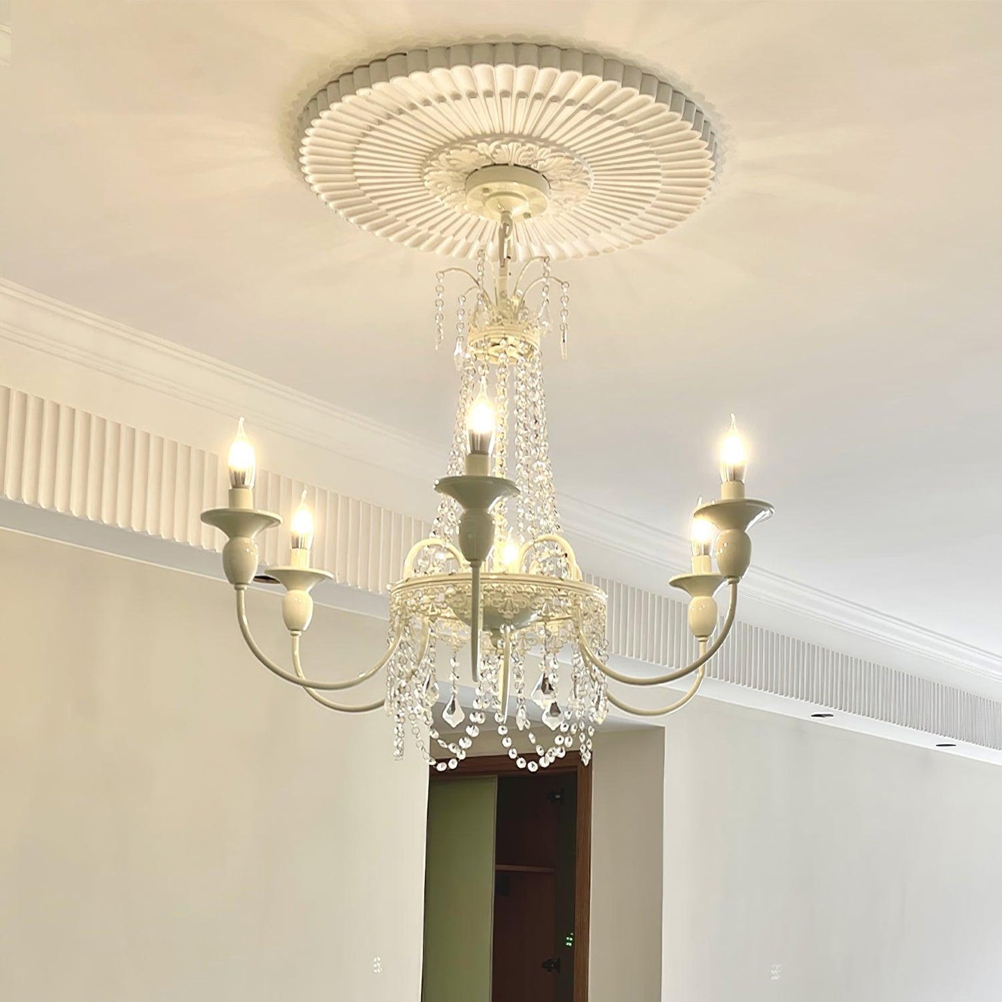 Elegant Pavia Chandelier - 5 Light Design with Adjustable Height & Cry