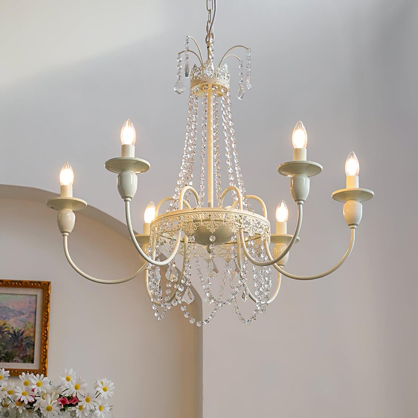 Elegant Pavia Chandelier - 5 Light Design with Adjustable Height & Cry
