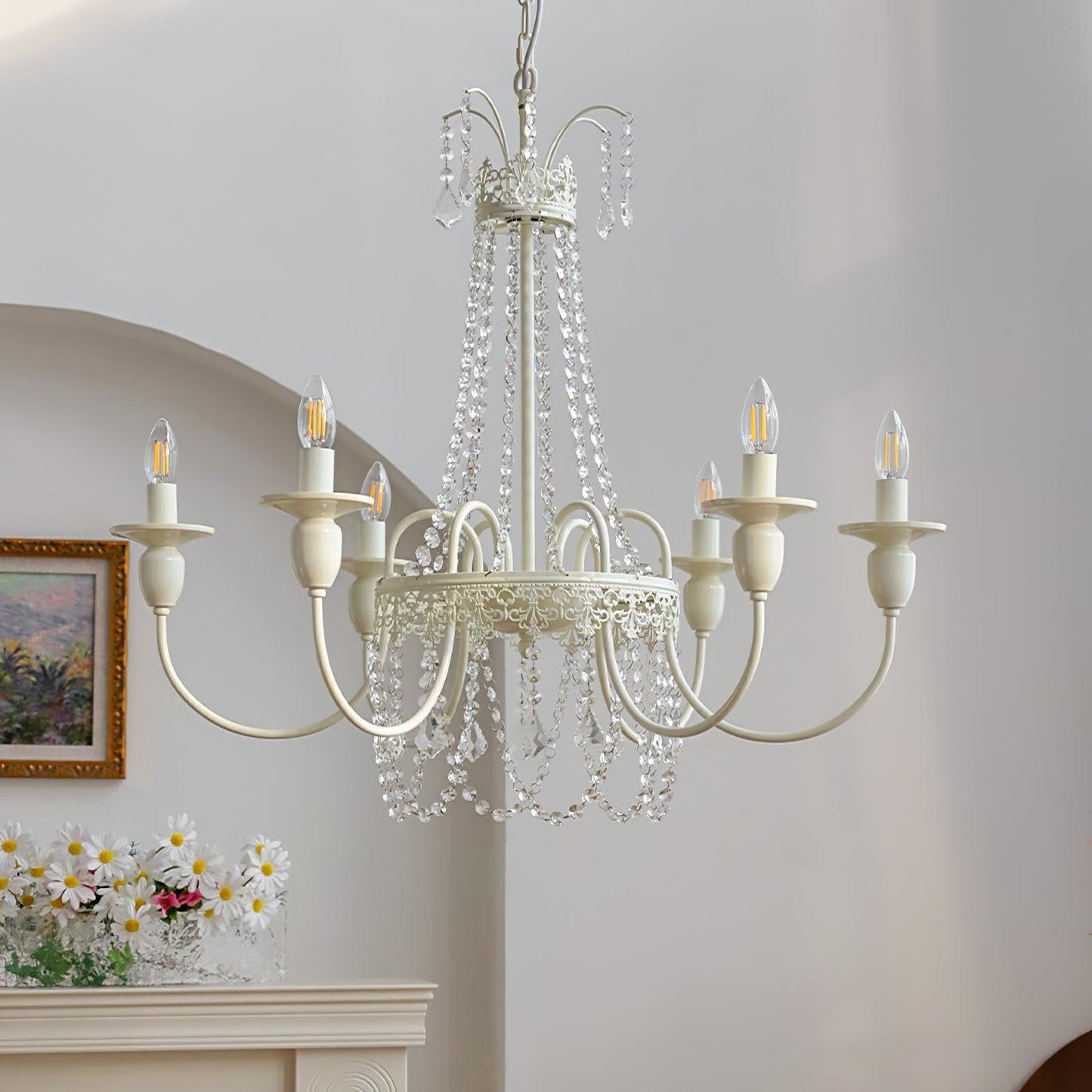 Elegant Pavia Chandelier - 5 Light Design with Adjustable Height & Cry