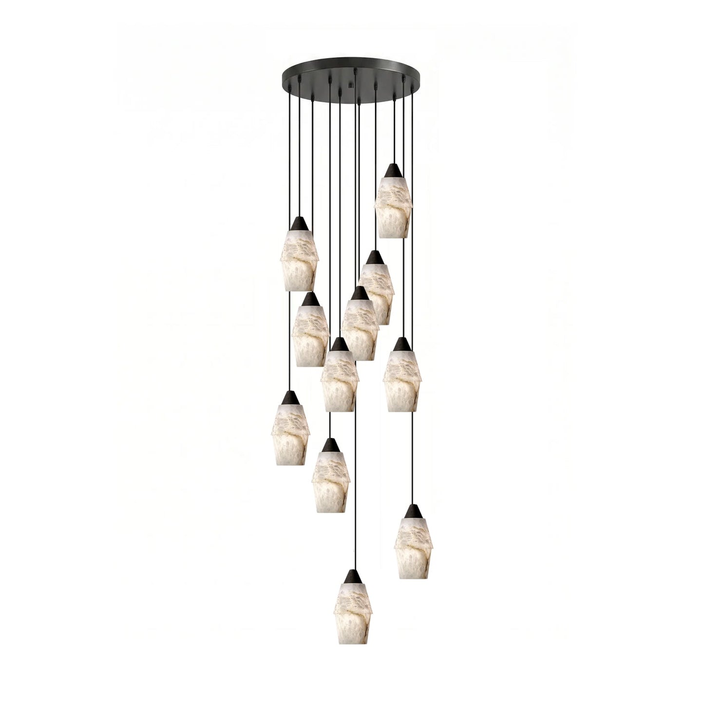Pavilion Alabaster Cluster Chandelier - Elegant Design, Adjustable Hei