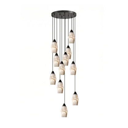 Pavilion Alabaster Cluster Chandelier - Elegant Design, Adjustable Hei