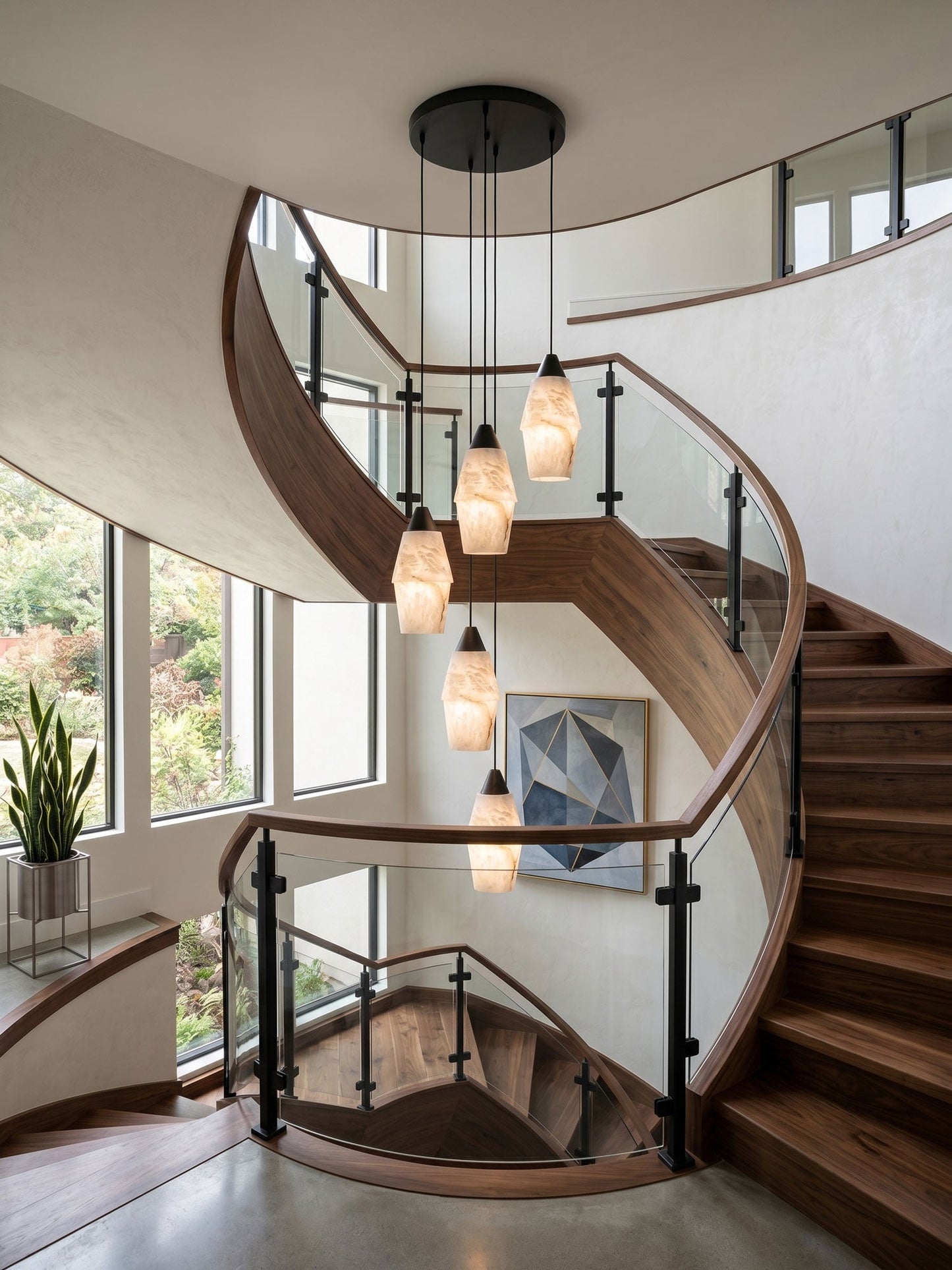 Pavilion Alabaster Cluster Chandelier - Elegant Design, Adjustable Hei