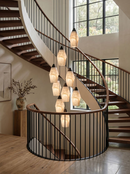 Pavilion Alabaster Cluster Chandelier - Elegant Design, Adjustable Hei