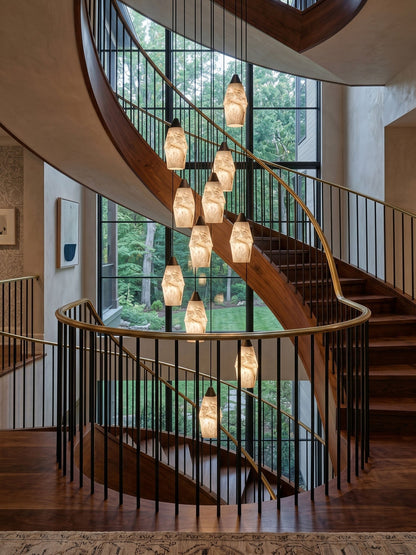 Pavilion Alabaster Cluster Chandelier - Elegant Design, Adjustable Hei