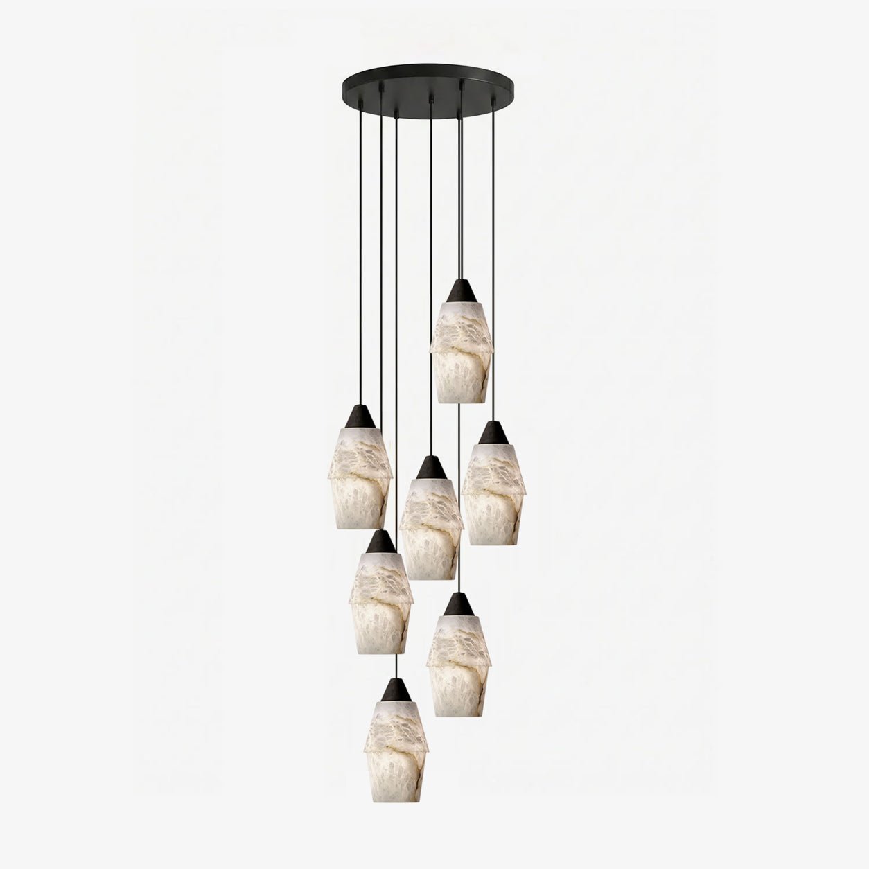 Pavilion Alabaster Cluster Chandelier - Elegant Design, Adjustable Hei