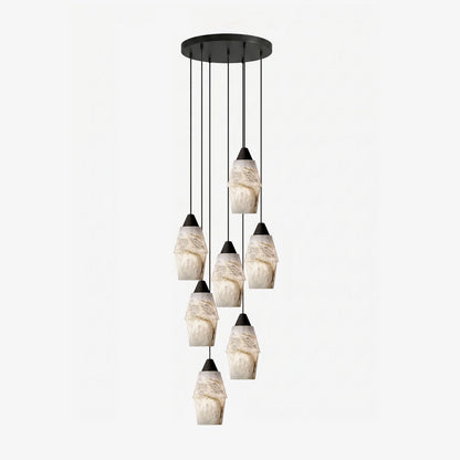 Pavilion Alabaster Cluster Chandelier - Elegant Design, Adjustable Hei