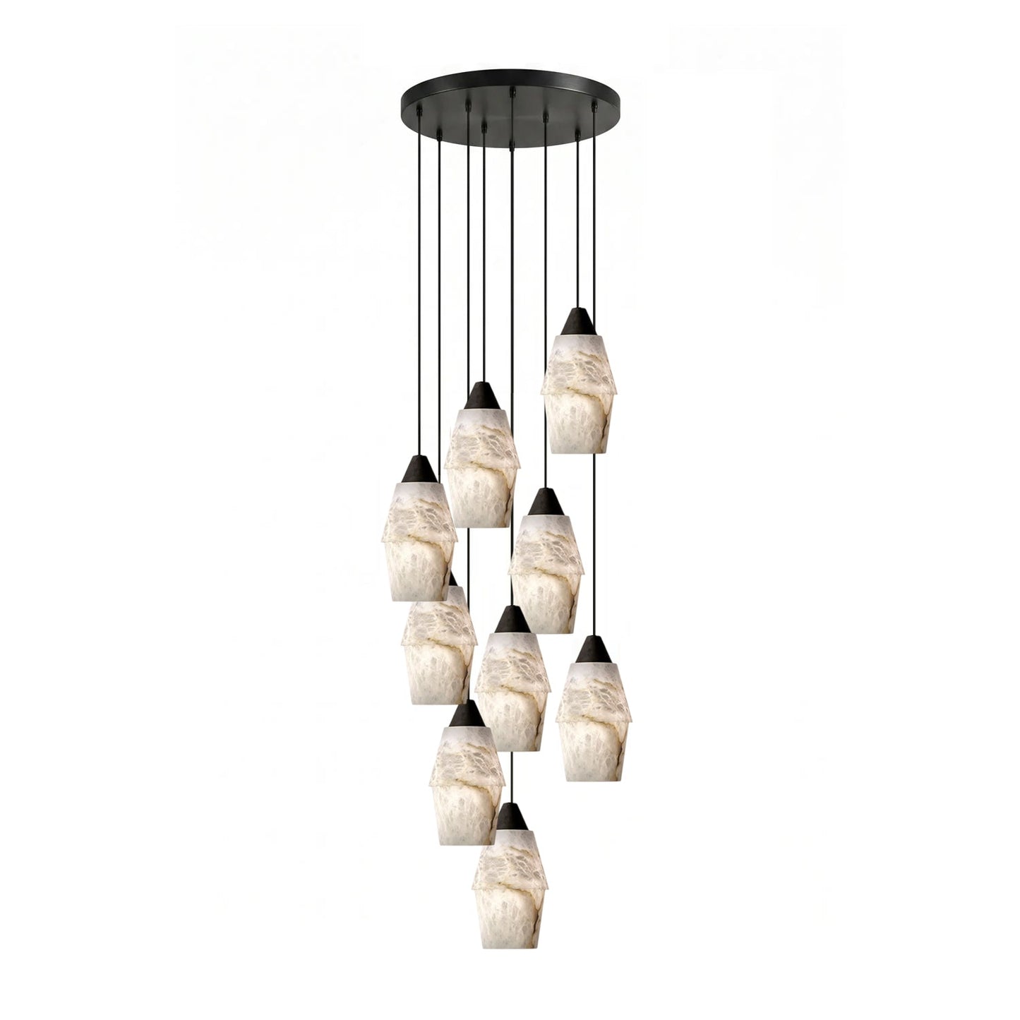Pavilion Alabaster Cluster Chandelier - Elegant Design, Adjustable Hei