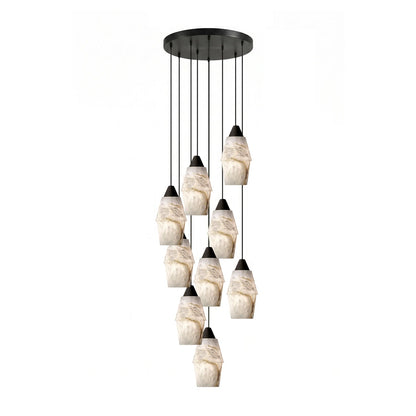 Pavilion Alabaster Cluster Chandelier - Elegant Design, Adjustable Hei