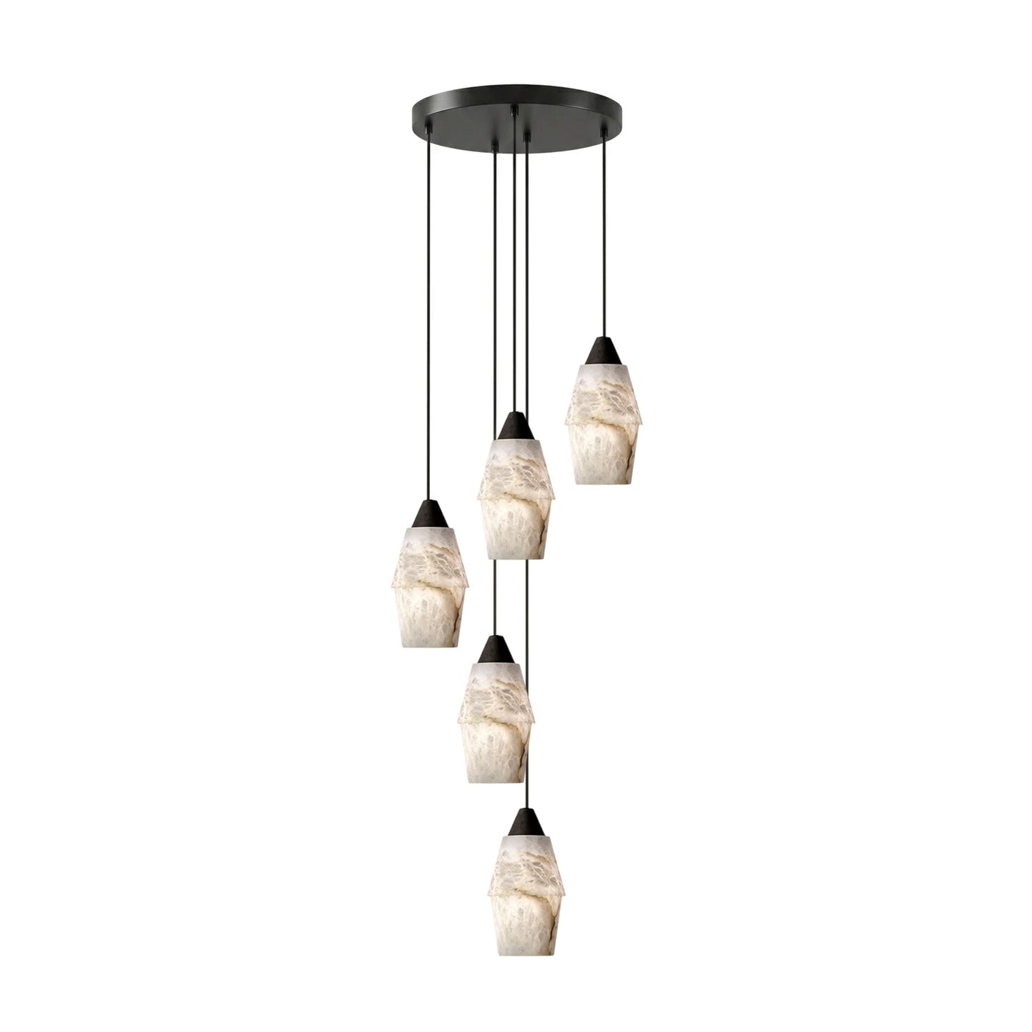Pavilion Alabaster Cluster Chandelier - Elegant Design, Adjustable Hei