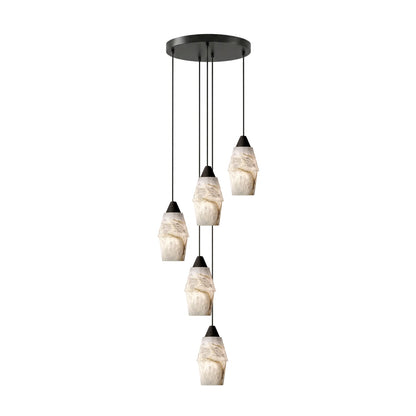 Pavilion Alabaster Cluster Chandelier - Elegant Design, Adjustable Hei