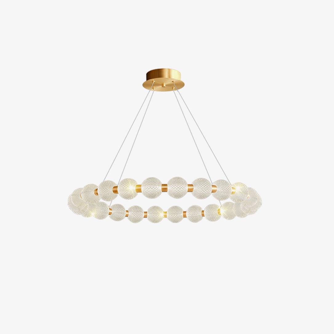 Elegant Pearl Chandelier with Adjustable Height and Crystal Accents