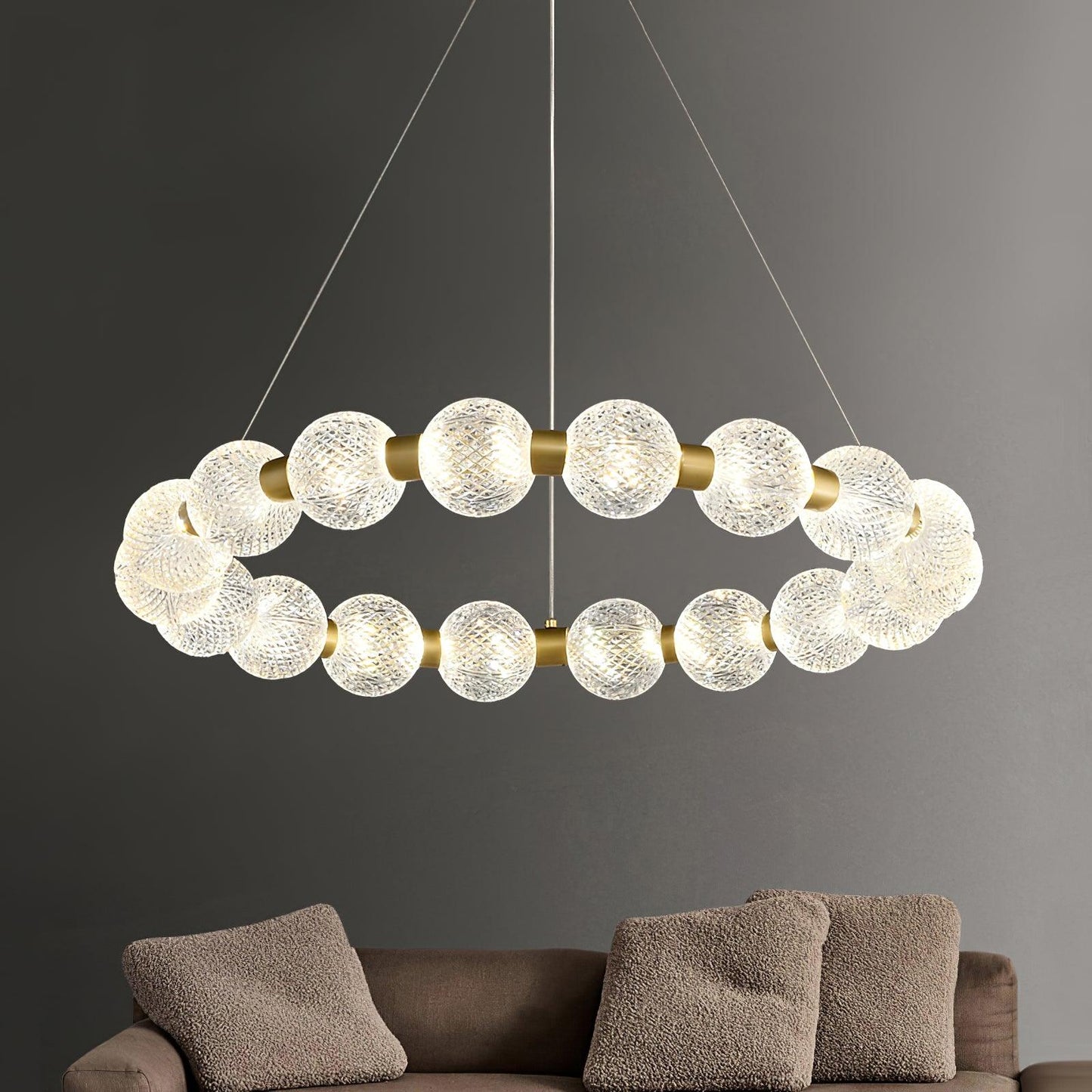 Elegant Pearl Chandelier with Adjustable Height and Crystal Accents