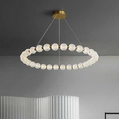 Elegant Pearl Chandelier with Adjustable Height and Crystal Accents