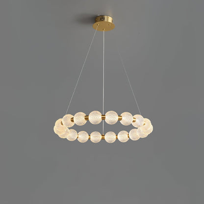 Elegant Pearl Chandelier with Adjustable Height and Crystal Accents