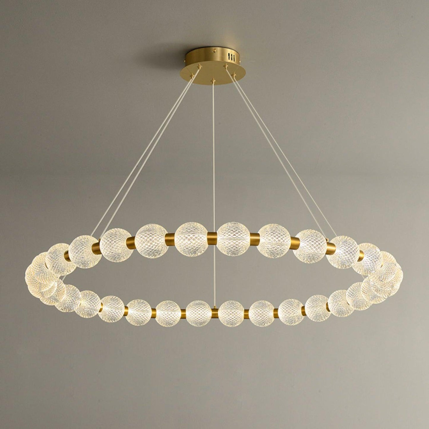 Elegant Pearl Chandelier with Adjustable Height and Crystal Accents